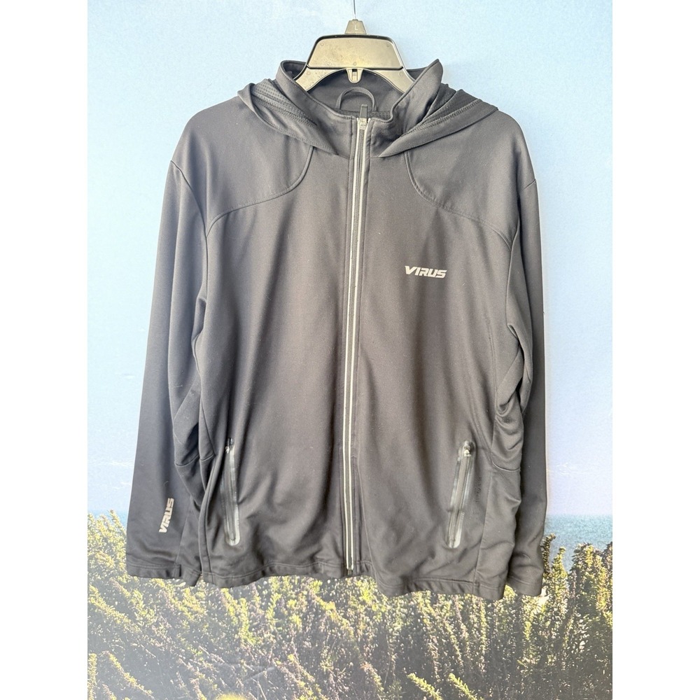 Virus‎ International Hoodie Men L Black Full Zip Heavyweight Stretch Athletic